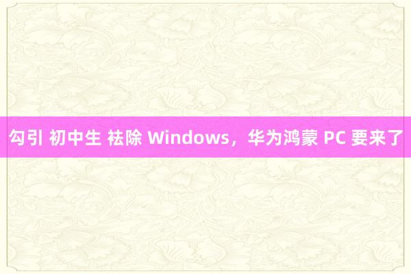 勾引 初中生 袪除 Windows，华为鸿蒙 PC 要来了