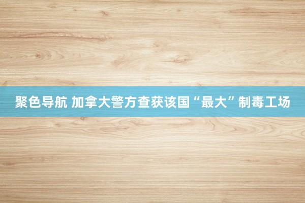 聚色导航 加拿大警方查获该国“最大”制毒工场