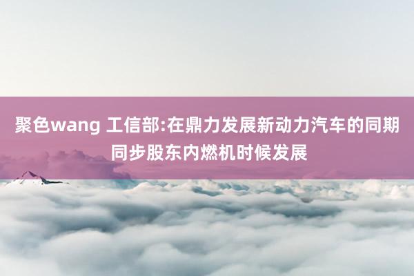 聚色wang 工信部:在鼎力发展新动力汽车的同期 同步股东内燃机时候发展