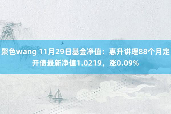 聚色wang 11月29日基金净值：惠升讲理88个月定开债最新净值1.0219，涨0.09%