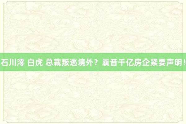 石川澪 白虎 总裁叛逃境外？曩昔千亿房企紧要声明！
