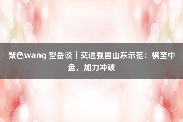 聚色wang 望岳谈｜交通强国山东示范：棋至中盘，加力冲破