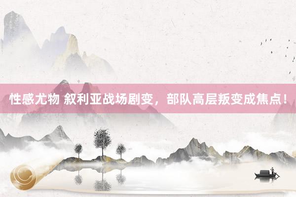 性感尤物 叙利亚战场剧变，部队高层叛变成焦点！