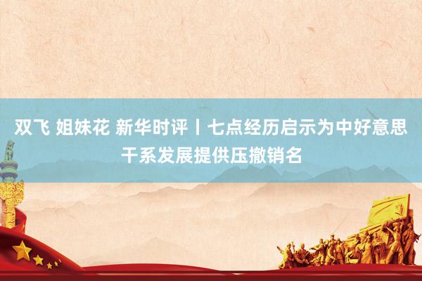 双飞 姐妹花 新华时评丨七点经历启示为中好意思干系发展提供压撤销名
