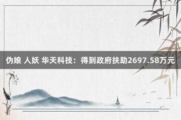 伪娘 人妖 华天科技：得到政府扶助2697.58万元