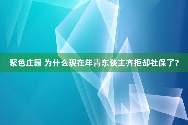 聚色庄园 为什么现在年青东谈主齐拒却社保了？