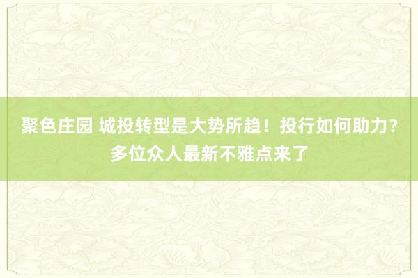 聚色庄园 城投转型是大势所趋！投行如何助力？多位众人最新不雅点来了
