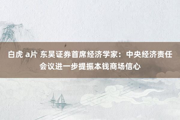 白虎 a片 东吴证券首席经济学家：中央经济责任会议进一步提振本钱商场信心