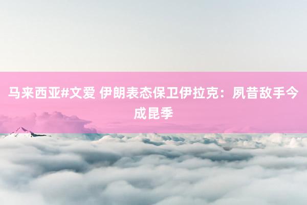 马来西亚#文爱 伊朗表态保卫伊拉克：夙昔敌手今成昆季