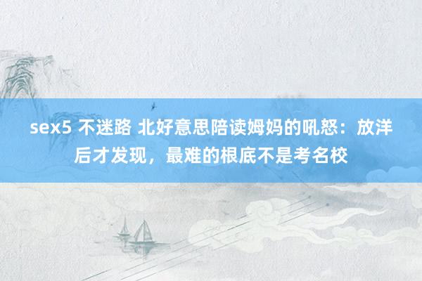 sex5 不迷路 北好意思陪读姆妈的吼怒：放洋后才发现，最难的根底不是考名校