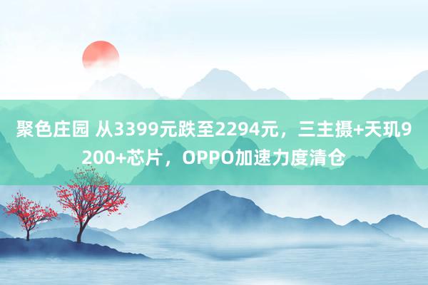 聚色庄园 从3399元跌至2294元，三主摄+天玑9200+芯片，OPPO加速力度清仓