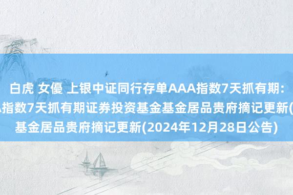 白虎 女優 上银中证同行存单AAA指数7天抓有期: 上银中证同行存单AAA指数7天抓有期证券投资基金基金居品贵府摘记更新(2024年12月28日公告)