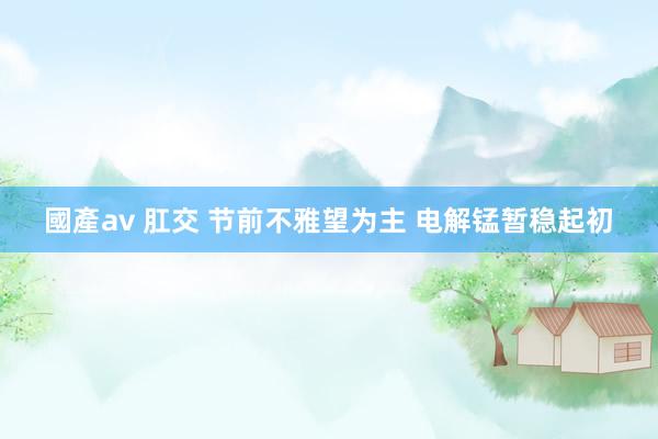 國產av 肛交 节前不雅望为主 电解锰暂稳起初
