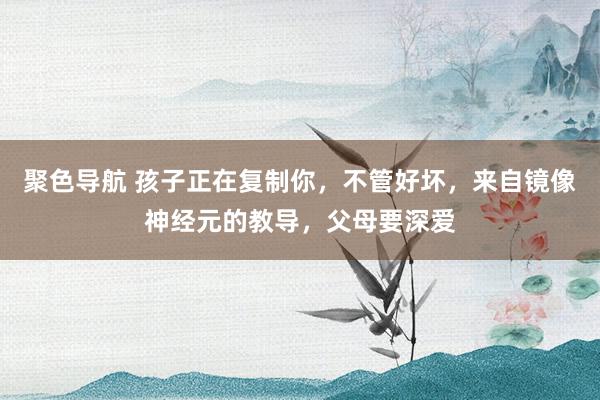 聚色导航 孩子正在复制你，不管好坏，来自镜像神经元的教导，父母要深爱