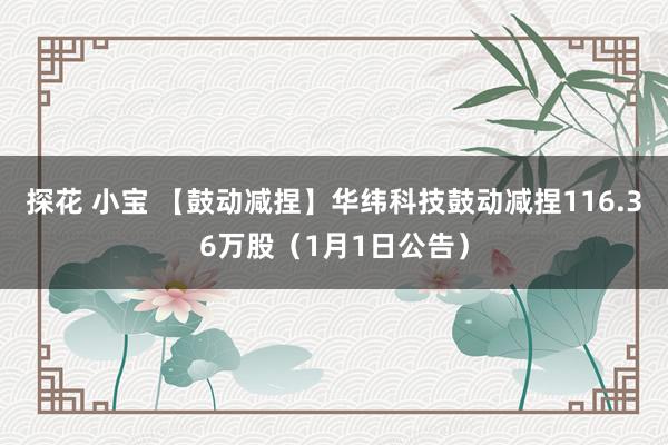 探花 小宝 【鼓动减捏】华纬科技鼓动减捏116.36万股（1月1日公告）
