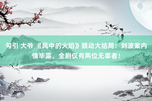 勾引 大爷 《风中的火焰》颤动大结局：刘波案内情毕露，全剧仅有两位无辜者！