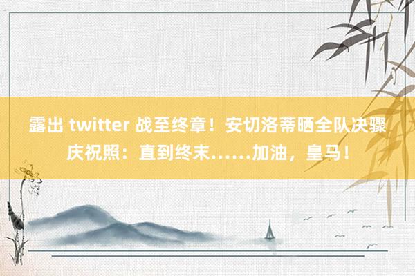 露出 twitter 战至终章！安切洛蒂晒全队决骤庆祝照：直到终末……加油，皇马！