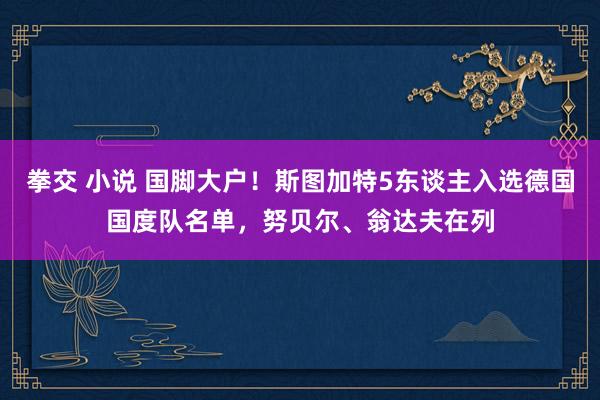 拳交 小说 国脚大户！斯图加特5东谈主入选德国国度队名单，努贝尔、翁达夫在列