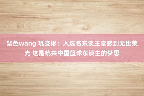 聚色wang 巩晓彬：入选名东谈主堂感到无比荣光 这是统共中国篮球东谈主的梦思