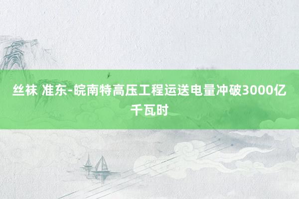 丝袜 准东-皖南特高压工程运送电量冲破3000亿千瓦时