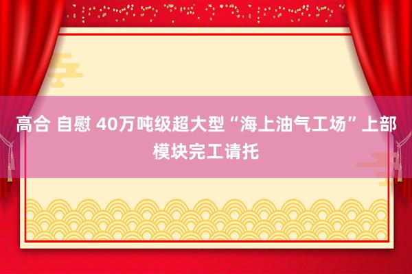 高合 自慰 40万吨级超大型“海上油气工场”上部模块完工请托