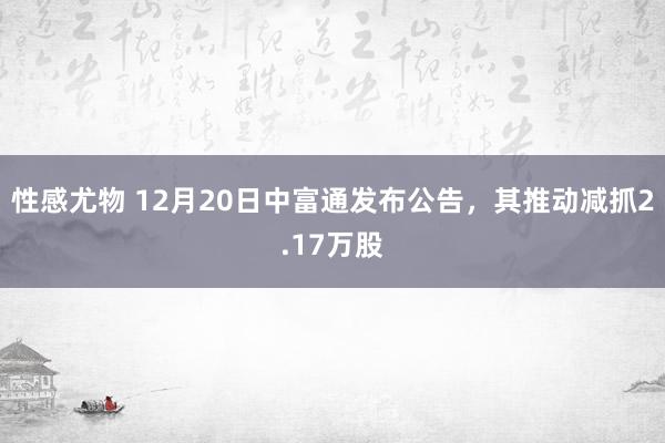 性感尤物 12月20日中富通发布公告，其推动减抓2.17万股