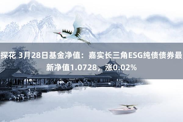 探花 3月28日基金净值：嘉实长三角ESG纯债债券最新净值1.0728，涨0.02%