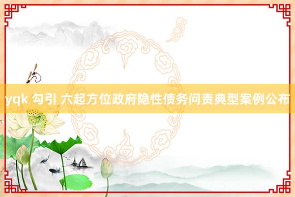 yqk 勾引 六起方位政府隐性债务问责典型案例公布