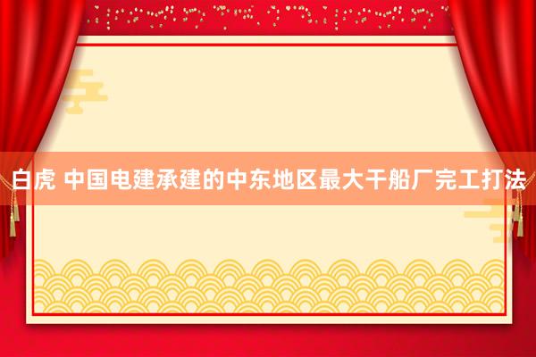 白虎 中国电建承建的中东地区最大干船厂完工打法