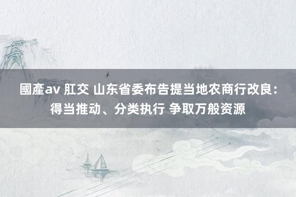 國產av 肛交 山东省委布告提当地农商行改良：得当推动、分类执行 争取万般资源