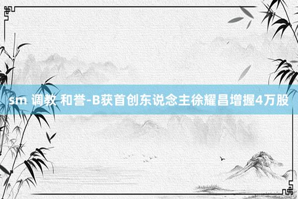 sm 调教 和誉-B获首创东说念主徐耀昌增握4万股