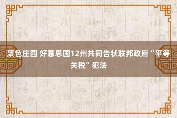聚色庄园 好意思国12州共同告状联邦政府“平等关税”犯法